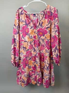 Old Navy Floral Dress Medium Boho Long Sleeve V Neck Dress